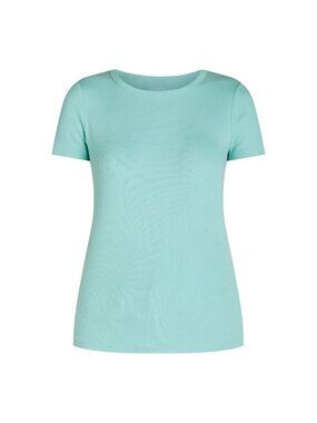 Time and Tru Womens Short Sleeve Ribbed Aqua T-shirt Plus Size 22 XXXL
